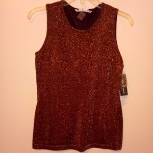 PETER NYGARD LUREX BRONZE METALLIC SPARKLY TANK TOP